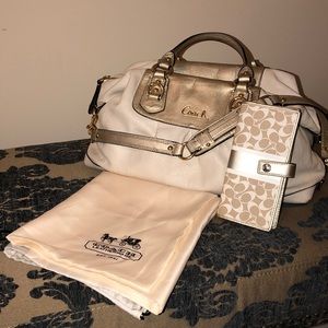COACH Cream Leather and Gold Accent purse